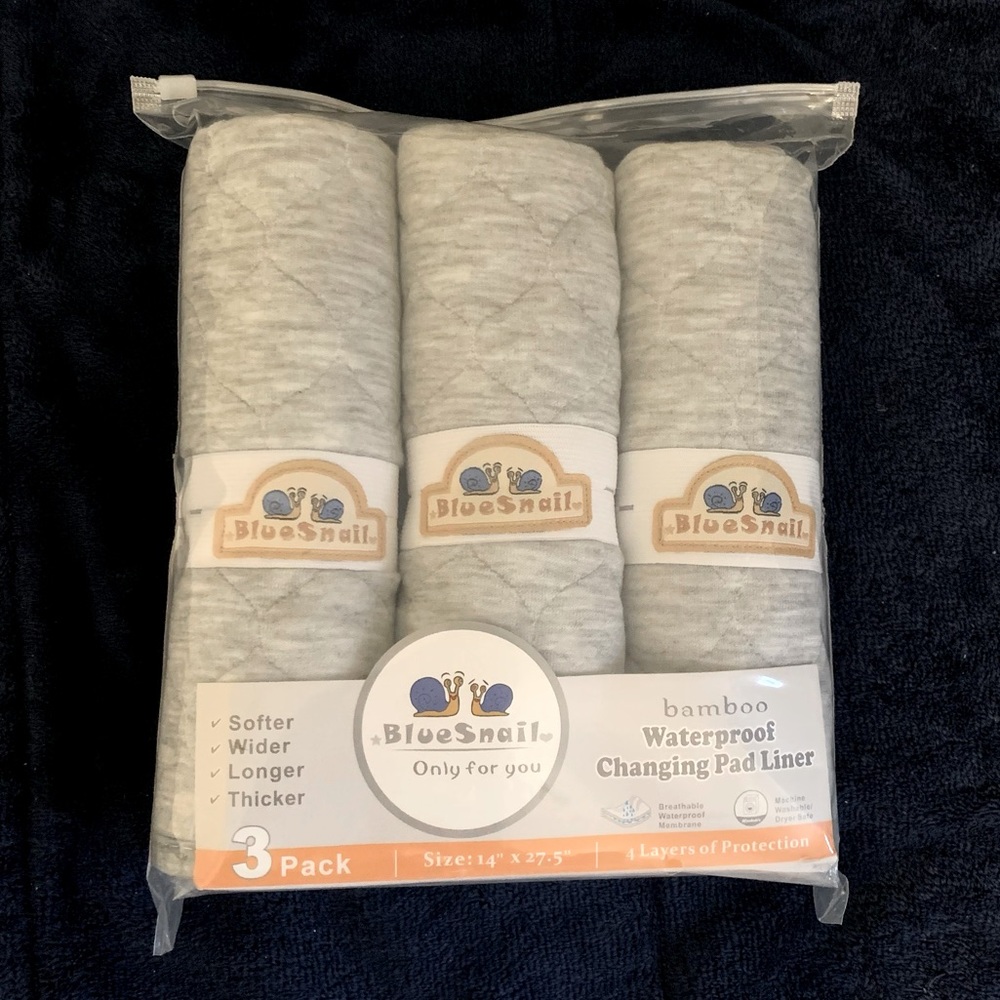BlueSnail Thicker Waterproof Bamboo Quilted Liner, 3 Pack. Unused!